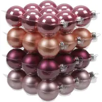 Othmar decorations 72x stuks glazen kerstballen rood/roze/paars (hibiscus) 4 cm mat/glans - Kerstbal