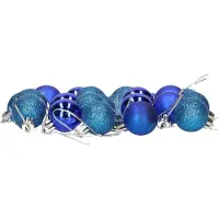 Gerimport Gerim Kerstballen - 24x stuks - 8 stuks - blauw - kunststof - mat/glans/glitter - D3 cm