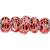 Gerimport Kerstballen - rood - gedecoreerd - kunststof - 24x stuks - 6 cm - kerstboom versiering
