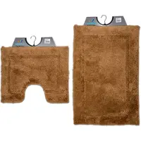 Wicotex Wicotex-Badmat set met Toiletmat-WC mat-met uitsparing taupe uni-Antislip onderkant