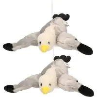 Nature Planet Vliegende meeuw knuffel - 2x stuks - 28 cm - pluche - meeuwenknuffel - dierenknuffels - Vogels decoratie