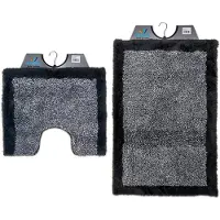 Wicotex Wicotex-Badmat set met Toiletmat-WC mat-met uitsparing grijs met zwarte rand-Antislip onderkant