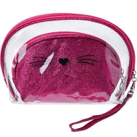 Juleeze Toilettas Dames Set van 2 24x15 / 19x12 cm Roze Polyurethaan Kat