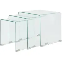 vidaXL Bijzettafel set 3-dlg transparant gehard glas