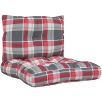 vidaXL Palletkussens 2 st stof ruitpatroon rood
