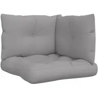 vidaXL Palletkussens 3 st stof grijs