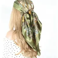 Yehwang Hoofdsjaal - Satijnen Haar Sjaal - Festival Look - Vierkante Sjaal - Fantasie - Zomer Sjaal - Haarband - Classy - Groen - Kate