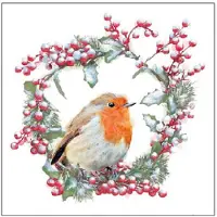 Ambiente Servetten 33 CM Roodborst in Krans