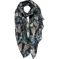 Juleeze Sjaal Dames Print 90x180 cm Zwart Synthetisch Bladeren