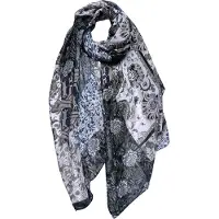 Juleeze Sjaal Dames Print 90x180 cm Zwart Grijs Synthetisch