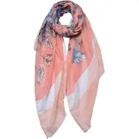 Juleeze Sjaal Dames Print 85x180 cm Roze Synthetisch Bloemen