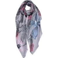 Juleeze Sjaal Dames Print 85x180 cm Beige Roze Synthetisch Bloemen