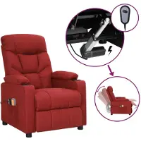vidaXL Massagestoel elektrisch stof wijnrood