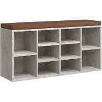 vidaXL Schoenenbank 103x30x48 cm bewerkt hout betongrijs