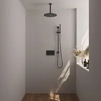 Brauer Carving Inbouw Doucheset - Staafhanddouche - 30cm Hoofdouche - Plafondbuis - Glijstang - Mat Zwart - Messing - Kranen, Douchekranen, - Kranen, Douchekranen, Douchesets, Inbouw douchesets
