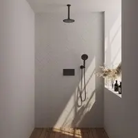 Brauer Edition Inbouw Doucheset - Ronde Handdouche - 20cm Hoofdouche - Plafondbuis - Wandsteun - Mat Zwart - Messing - Kranen, Douchekranen, - Kranen, Douchekranen, Douchesets, Inbouw douchesets