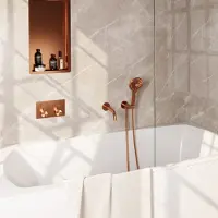 Brauer Edition Inbouw Badthermostaat - Drukknoppen - Baduitloop - 3-standen Handdouche - Geborsteld Koper PVD - Kranen, Douchekranen, Inbouw - Kranen, Douchekranen, Inbouw douchekranen