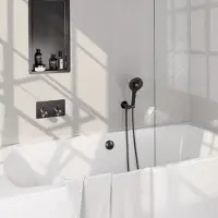 Brauer Gunmetal Edition thermostatische inbouw badkraan met drukknoppen SET 04 met badvulcombinatie en 3-standen handdouche en doucheslang en wandaansluitbocht gunmetal geborsteld PVD