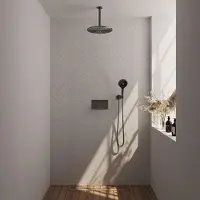 Brauer Edition Inbouw Doucheset - Ronde Handdouche - 30cm Hoofdouche - Plafondbuis - Wandsteun - Geborsteld Gunmetal PVD - Messing - Kranen, - Kranen, Douchekranen, Douchesets, Inbouw douchesets