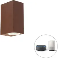 QAZQA Smart wandlamp roestbruin IP44 incl. 2 Wifi GU10 - Baleno