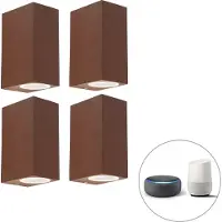 QAZQA Set van 4 smart wandlampen roestbruin IP44 incl. 2 GU10 - Baleno