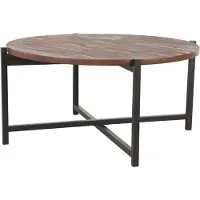 Label51 Dox mangohouten salontafel met zwart frame 70x70x35cm