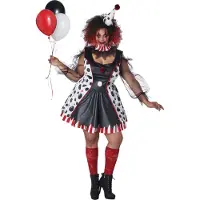 Vegaoo - Grote maat psycho clown jurk kostuum voor dames