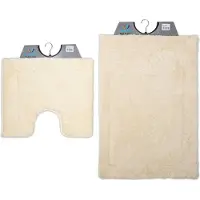 Wicotex Wicotex-Badmat set met Toiletmat-WC mat-met uitsparing beige uni-Antislip onderkant