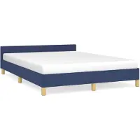 vidaXL Bedframe met hoofdeinde zonder matras 140x200 cm stof blauw