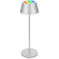 Briloner Kiki LED tafellamp, mat chroom, IP44, 3.000 K, RGBW, alu / grijs / zink, metaal, Modern