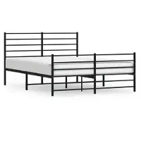 vidaXL Bedframe met hoofdeinde en voeteneinde, zwart, metaal, 150x200 cm