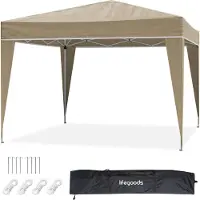 LifeGoods Partytent - Paviljoen - EasyUp - Opvouwbaar - Waterdicht - Met Draagtas - 300 x 300 cm - Beige