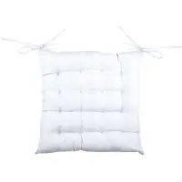 Stof Textile stoelkussen BEA - wit - 40 x 40 x 4 cm - touwtjes sluiting - binnen/buiten - zitkussens plat