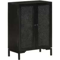 vidaXL Dressoir 55x30x77 cm massief mangohout en ijzer zwart