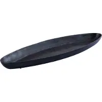 Ptmd Yaren Black Alu Oval Bowl With Border Small (Zwart, 88x29x6.5cm)