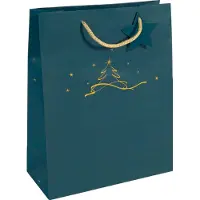Sigel Grote kerstcadeau-tas 'Kerstboom petrolkleur'