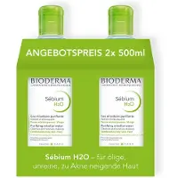 Bioderma Sébium H2O - Anti-onzuiver micellair water voor de vette en acnegevoelige huid, mild verhelderend - duoverpakking Make-up Remover 1000 ml
