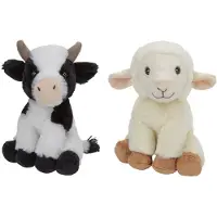 Nature Planet Pluche boerderijdieren knuffels Koe en Schaap van 23 cm - Knuffel boederijdieren