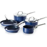 Blue Diamond kookpannen set 5-delig met deksels - blauw - anti-aanbak - PFAS-vrij