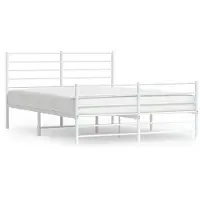 vidaXL Bedframe met hoofd- en voeteneinde metaal wit 150x200 cm