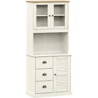 vidaXL Hoge kast VIGO, wit, 78x40x175 cm, massief grenenhout