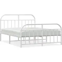 vidaXL Bedframe met hoofdeinde en voeteneinde, metaal, wit, 135x190 cm