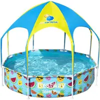 Bestway Steel Pro Kinderzwembad – UV Zonnescherm & Verkoelende Watersproeier – 244x51 cm