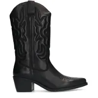 Manfield Zwarte leren cowboy laarzen | Maat 36