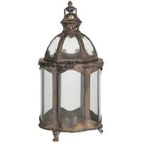 Clayre & Eef Lantaarn 27x27x53 cm Koperkleurig Ijzer Rond Kaarsenhouder Koperkleurig Kaarsenhouder