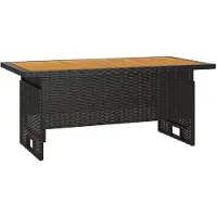 vidaXL Tuintafel 100x50x43/63 cm acaciahout en poly rattan zwart