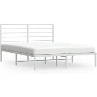 vidaXL Bedframe met hoofdeinde, metaal, wit, 150x200 cm