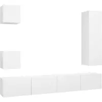 vidaXL 5-delige Tv-meubelset bewerkt hout wit