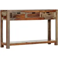 vidaXL Wandtafel met 3 lades 120x30x75 cm massief acaciahout