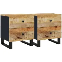 vidaXL Nachtkastjes 2 st 40x33x46 cm massief mangohout